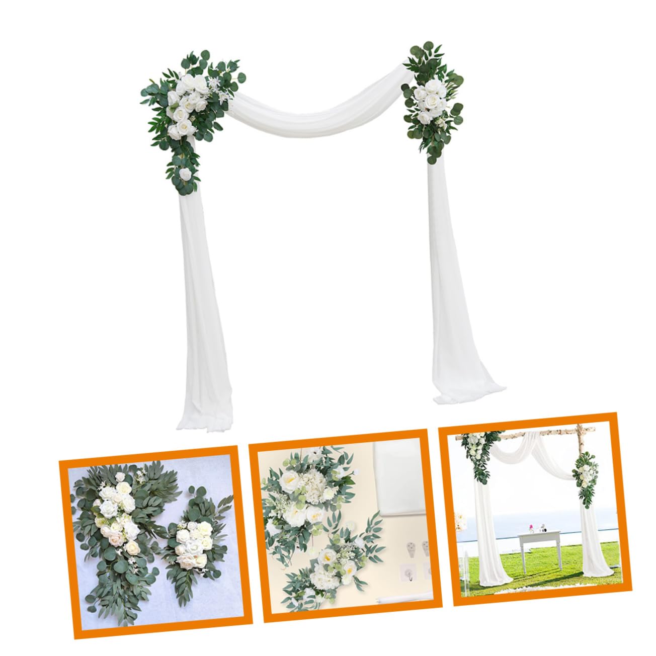 Cabilock Kunstblumen für Grabgestecke als Dekorative Hochzeitsbögen Blumenbogen mit Künstlichen Seidenblumen und Gauze für Elegante Gartenzeremonien