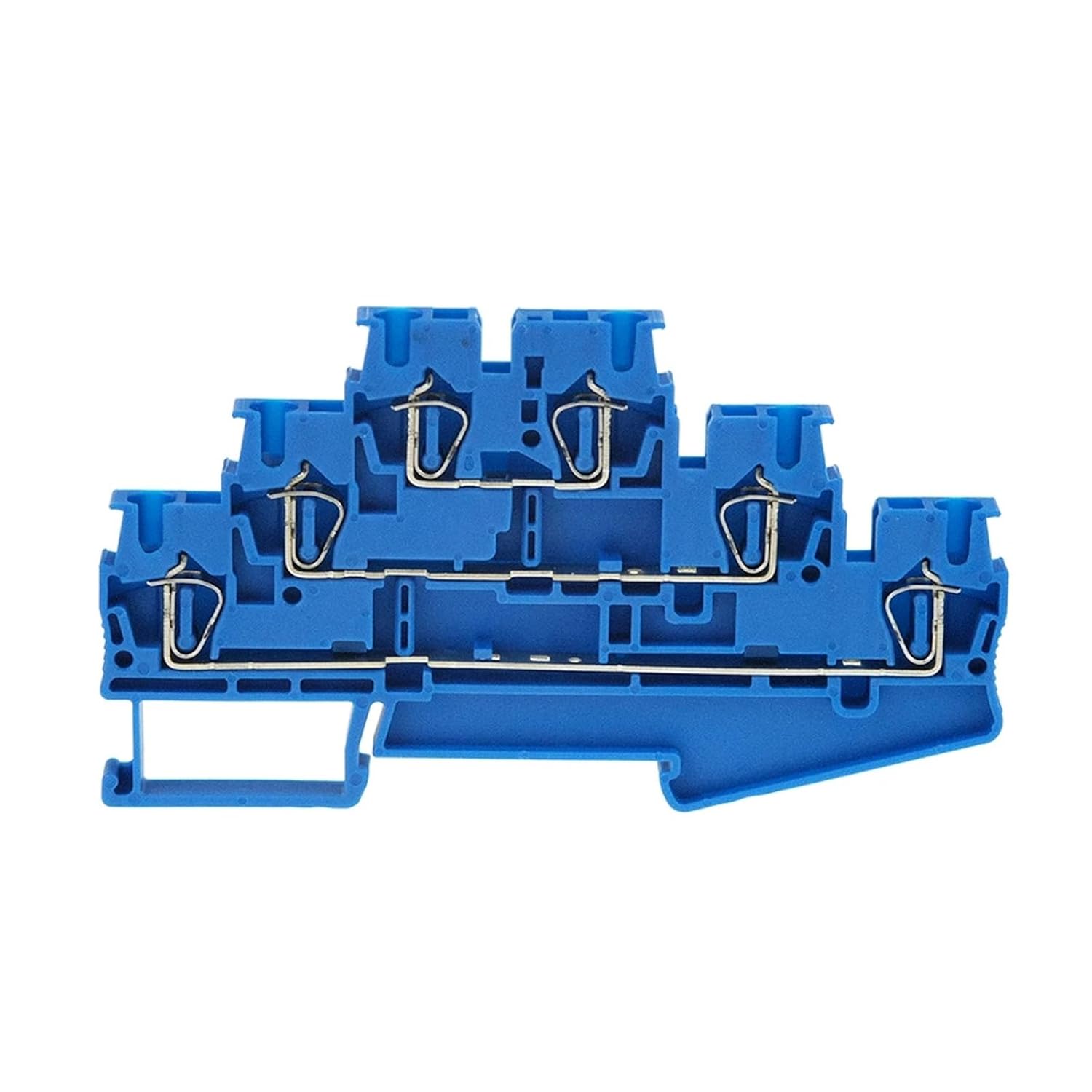 ST-2.5-3L 50 Pcs Spring Terminal Block Din Rail 3 Layer Screwless Connection Connector Pull Type Wire Conductor ST2.5-3L(Blue)