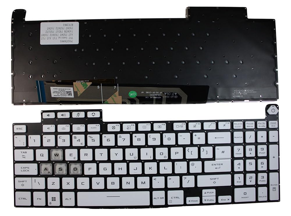 Clavier blanc rétroéclairé pour PC ASUS V210846DE1 idéal travail de nuit - 2