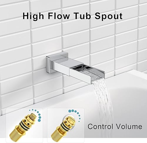 Miniatura 6 de SR SUN RISE Juego de grifo de bañera de metal de 12 pulgadas, sistema de ducha con boquilla de bañera, cabezal de ducha de lluvia y combo de mano,