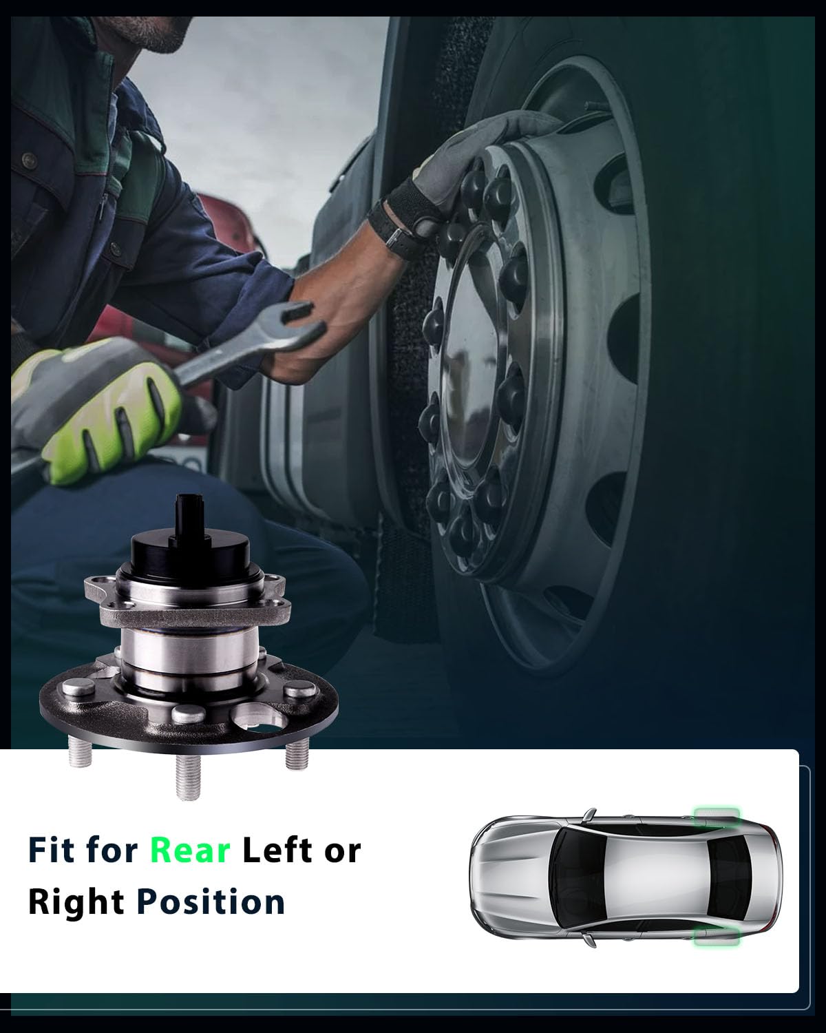 512418 DRIVESTAR Conjunto De Eje Y Rodamiento De Rueda Trasera Para Scion XB 2008 09 10 11 12 13 14 15, 5 Tornillos Con ABS