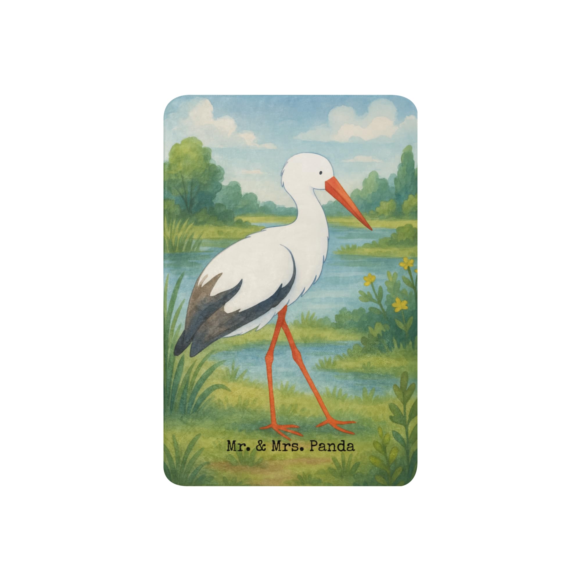 Mr. & Mrs. Panda Heimdecke Storch Design 100 x 150 cm - Geschenk, Sofadecke, Gute Laune, Baby, Mütter, Störche, Decke, Tagesdecke, Wärmedecke, Mutter, Kuscheldecke, Geburt