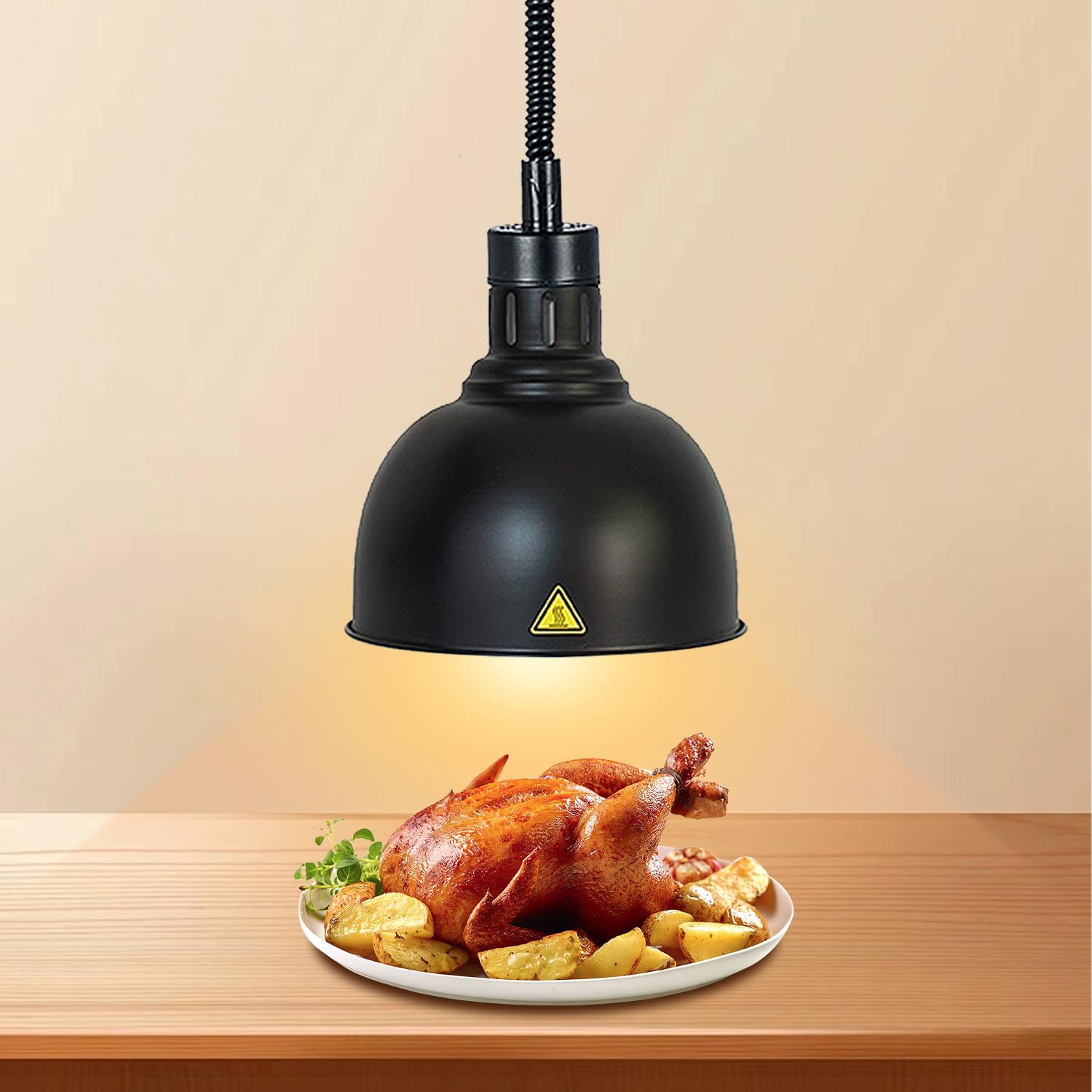 Lampada Riscaldante per Alimenti, Sospeso Lampade Scaldavivande Cucina, Regolabile Lampade Riscaldare Cibo, Lampada Scaldavivande Ristorante per Hotel, Buffet, Catering(B-25cm,1)