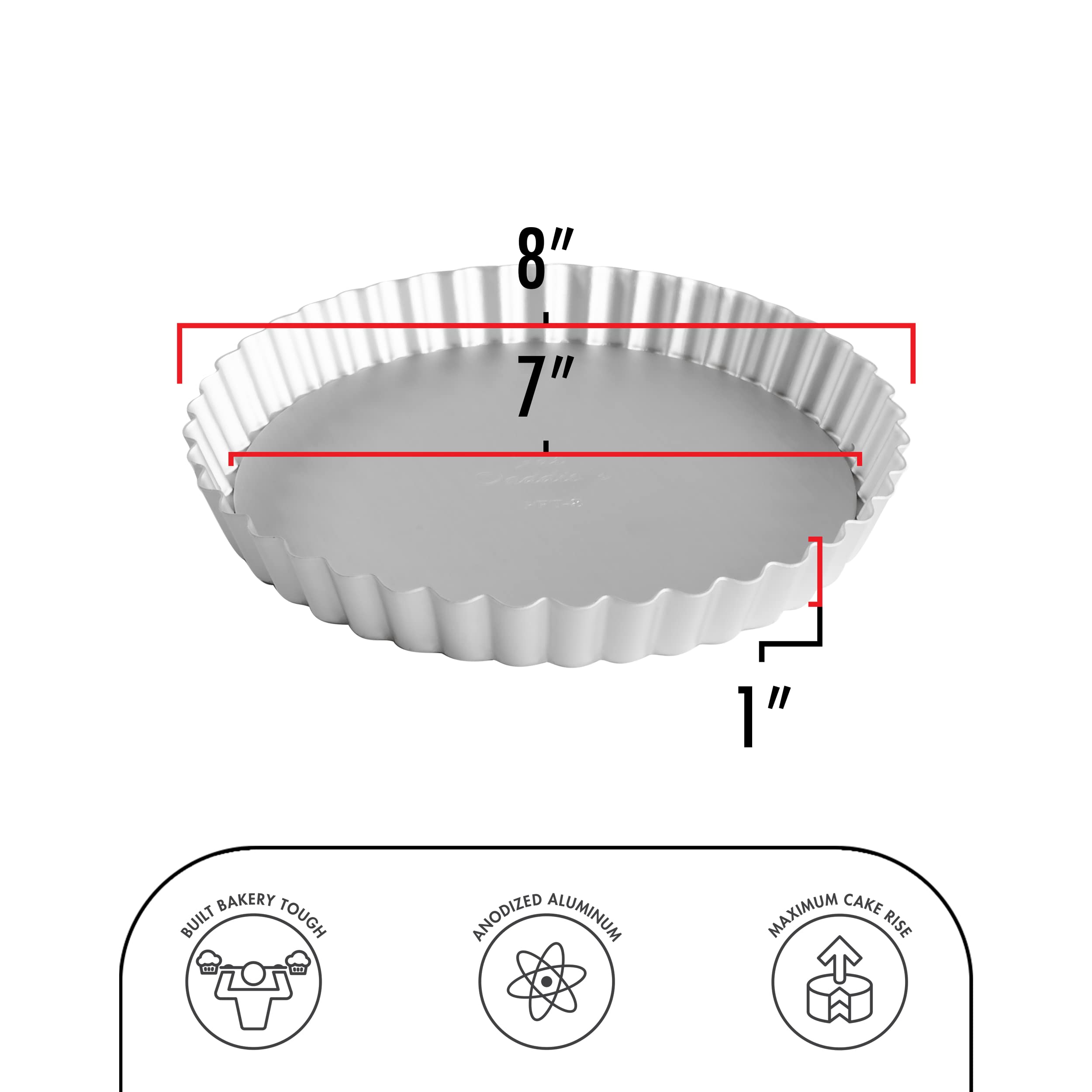 FAT DADDIOS Fluted Tart Pan 8" X 1" Removable Bottom