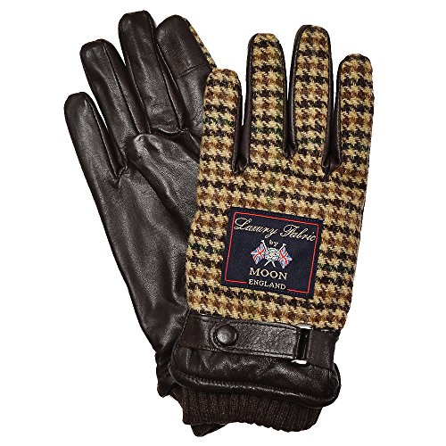 MOON社ツイード レザー コンビ手袋 スマホ対応 ベージュ千鳥