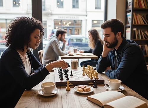 Miniatura 4 de Juego de ajedrez de madera de 18 pulgadas, juegos de tablero de ajedrez de madera de almacenamiento plegable, juegos de tablero de ajedrez grandes,