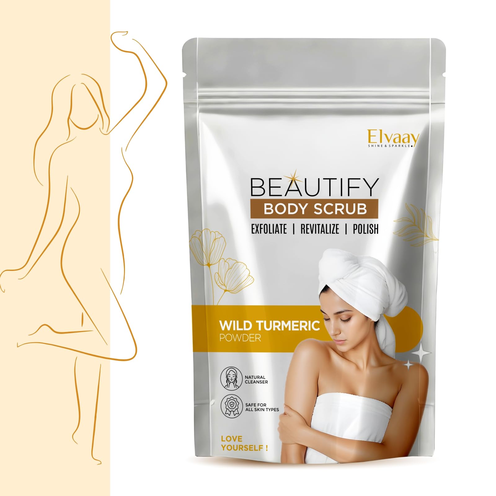 Beautify Wild Turmeric Body Scrub | Kasturi Manjal Exfoliating Powder for Bright, Soft & Glowing Skin | Daily Skin Care for Women | Jangli Haldi Ubtan for All Skin Types | 100g-image-23