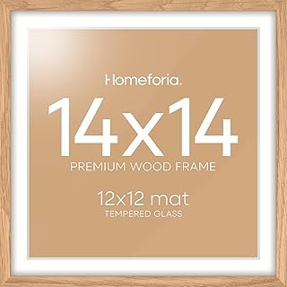 Homeforia Wood Square Frame 14x14, High End Natural Oak 14 x 14 Light Wo...