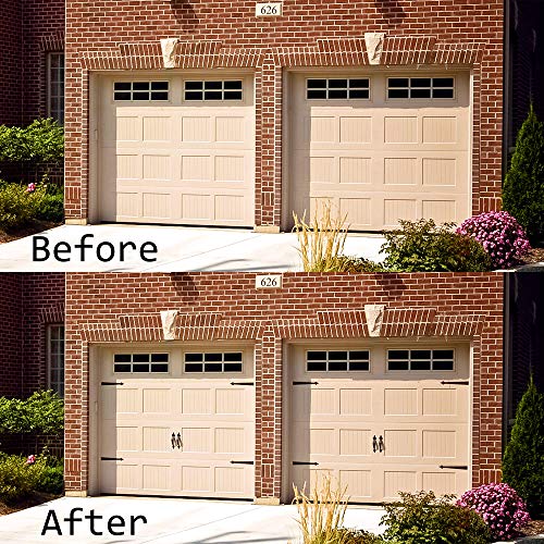 WINSOON Decorative Metal Garage Door Hardware - Screw-in Carriage House Accents, Dummy Hinges, Handles - Black Steel Barn Gate Decor Kit for 2 Car by WINSOON - Image 2