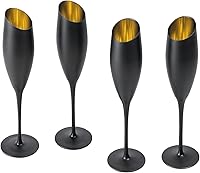 Vista 8 de MyGift Juego de 4 copas de champán con borde en ángulo iridiscente, copas de vino espumosas, copa de vino Prosecco transparente arcoíris, juego