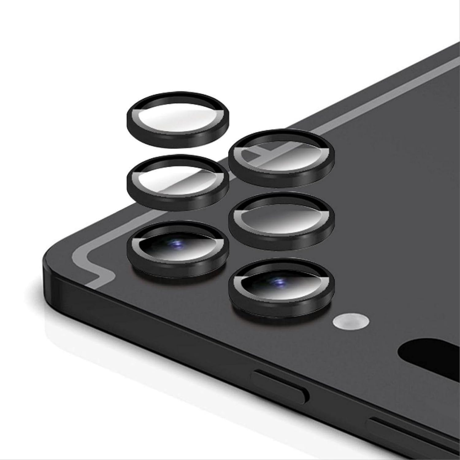GIOPUEY Pełna ochrona obiektywu aparatu kompatybilna z Samsung Tab S10 Plus/S9 Plus, [2 sztuki] metal + szkło hartowane, osłona aparatu - czarna