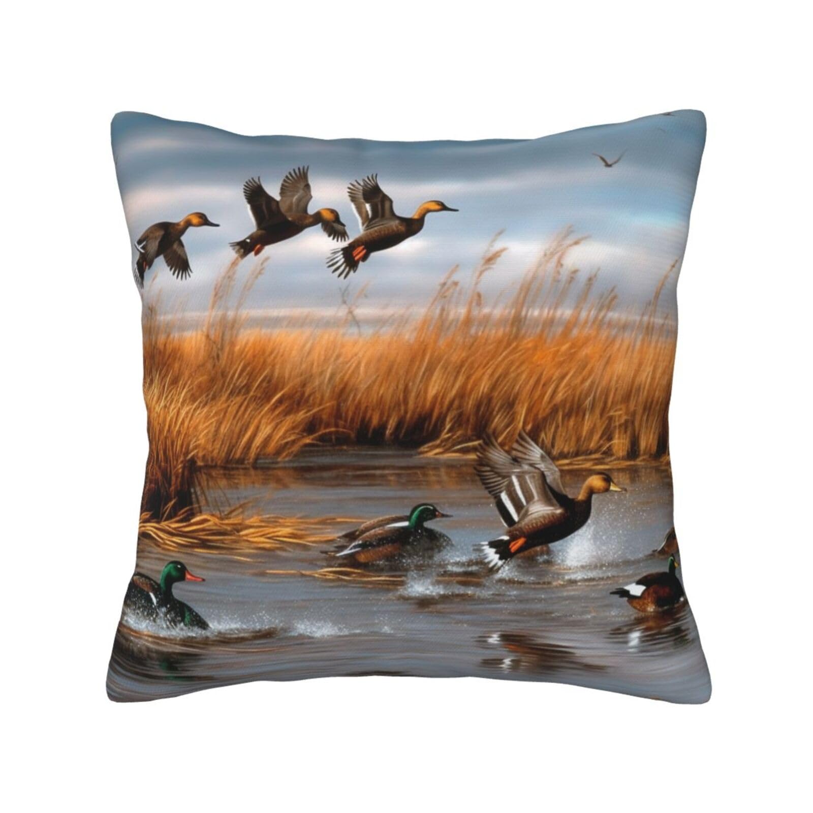 LHFIOHIRG (Hunting Flying Wild Duck) Decorative Throw Pillow Covers Double-Sided Printed Cushion Covers for Sofa, Couch, Bed, and Home Decor 30 x 30cm