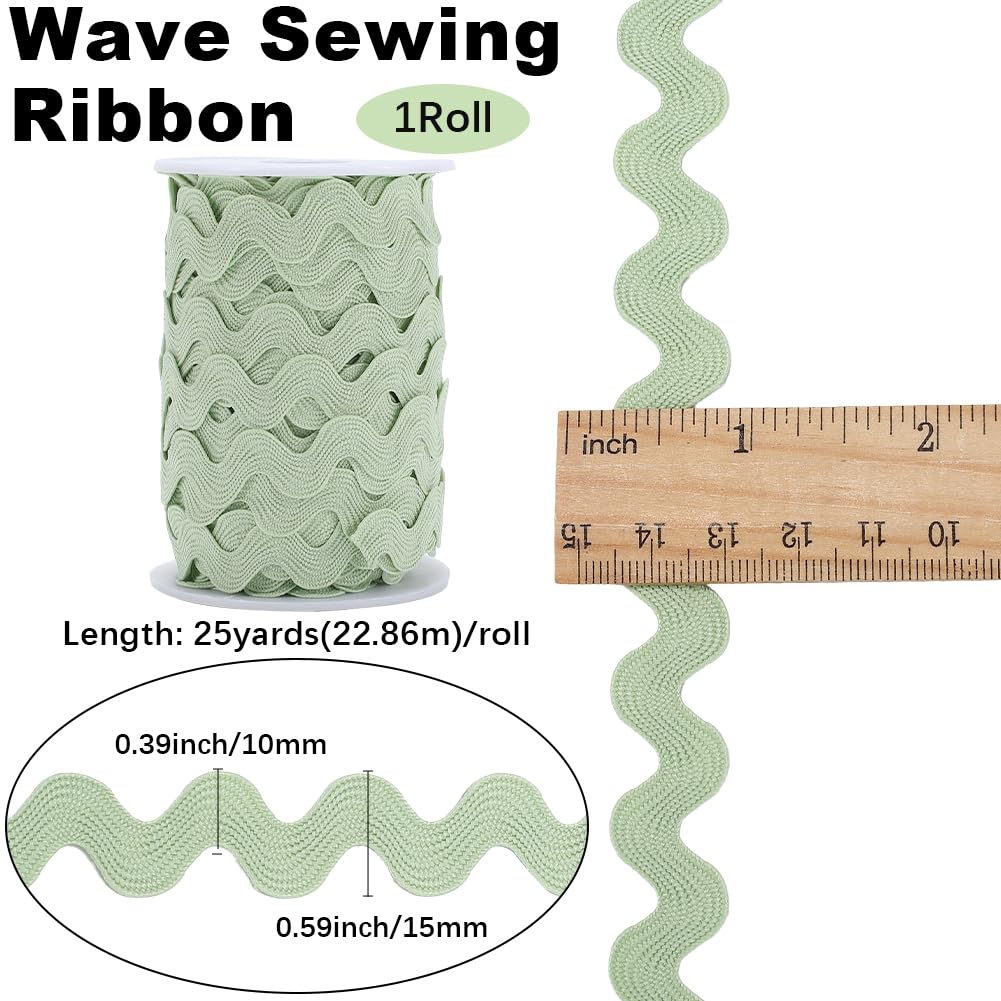 GORGECRAFT 25 Yards Wavy Bending Ribbon 10mm Wide Rick Rack Trim Wave Fringe Trim Zig Zag Webbing Edge RIC Rac Braid Lace Trim for Cloth Sewing DIY Crafts Gift Wrapping Bow Making - Image 2