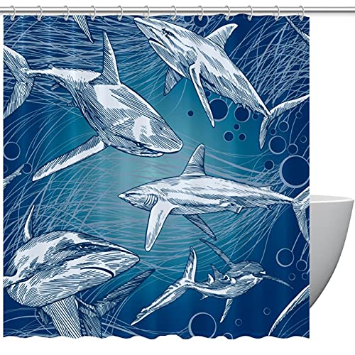 Rideau de douche requin imperméable pour éviter les éclaboussures
