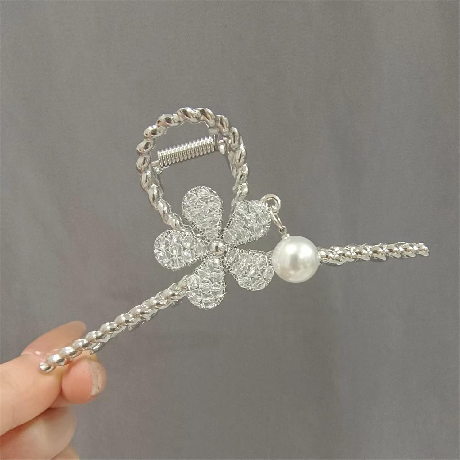 Duże spinki do włosów, koreański elegancki diamentowy kwiat perłowy metalowa spinka do włosów spinka do włosów dla kobiet klipsy do chwytania klips w kształcie rekina szpilka do włosów nakrycia głowy