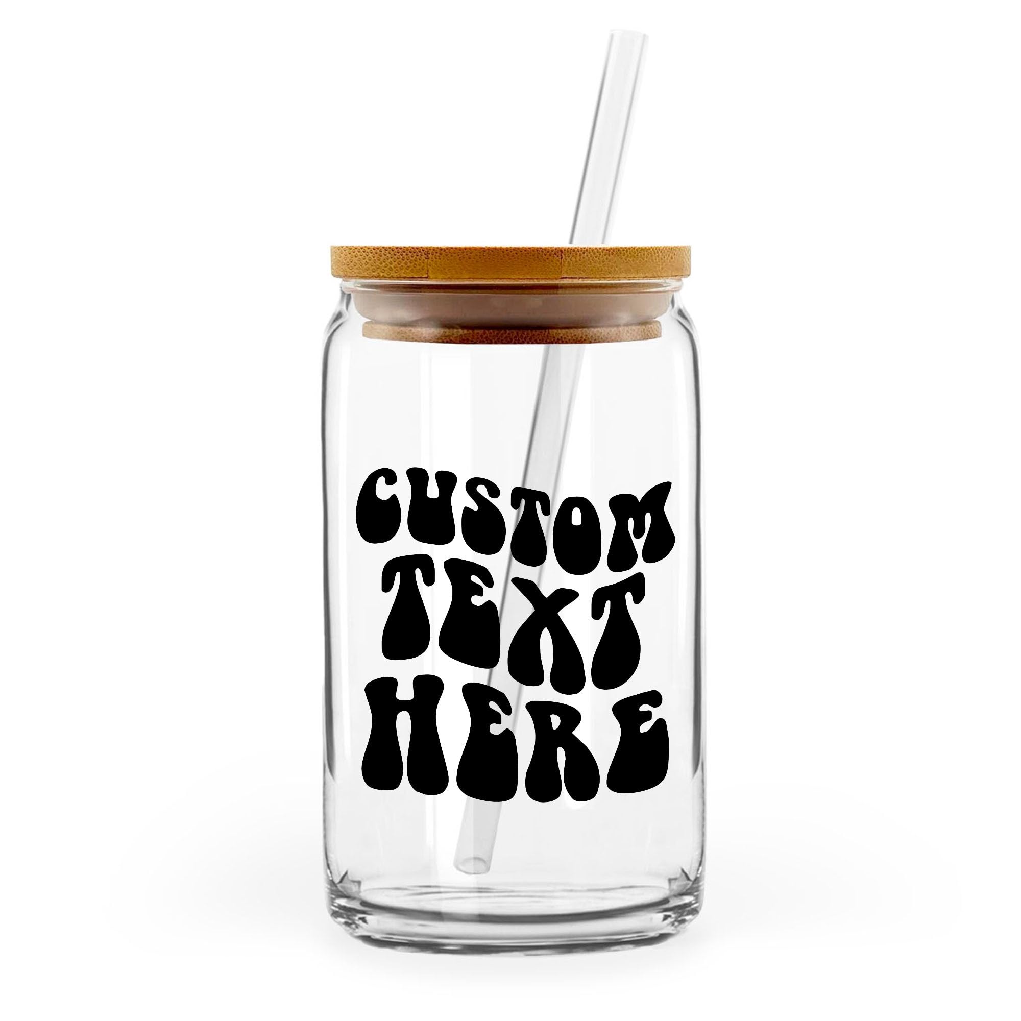 Custom Text Iced Coffee Cups With Lids, Personalized Glass Tumbler With Straw And Lid, Custom Your Text Here Glass Cups, Iced Coffee Glass Cup,
