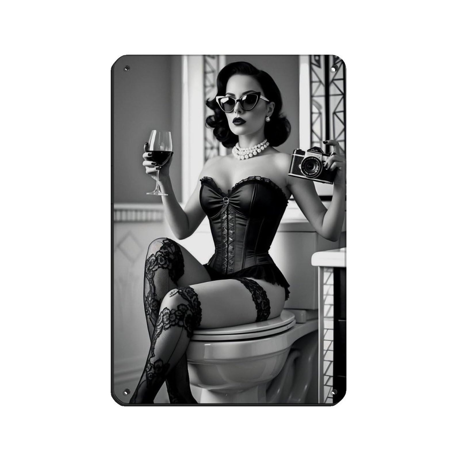 Vintage Glamour Woman Elegant Boudoir Retro Poster Metal Tin Sign Chic Art Retro Iron Painting Bar People Cave Cafe Family Garage Poster Wall Decoration 8x12inch(20x30cm)