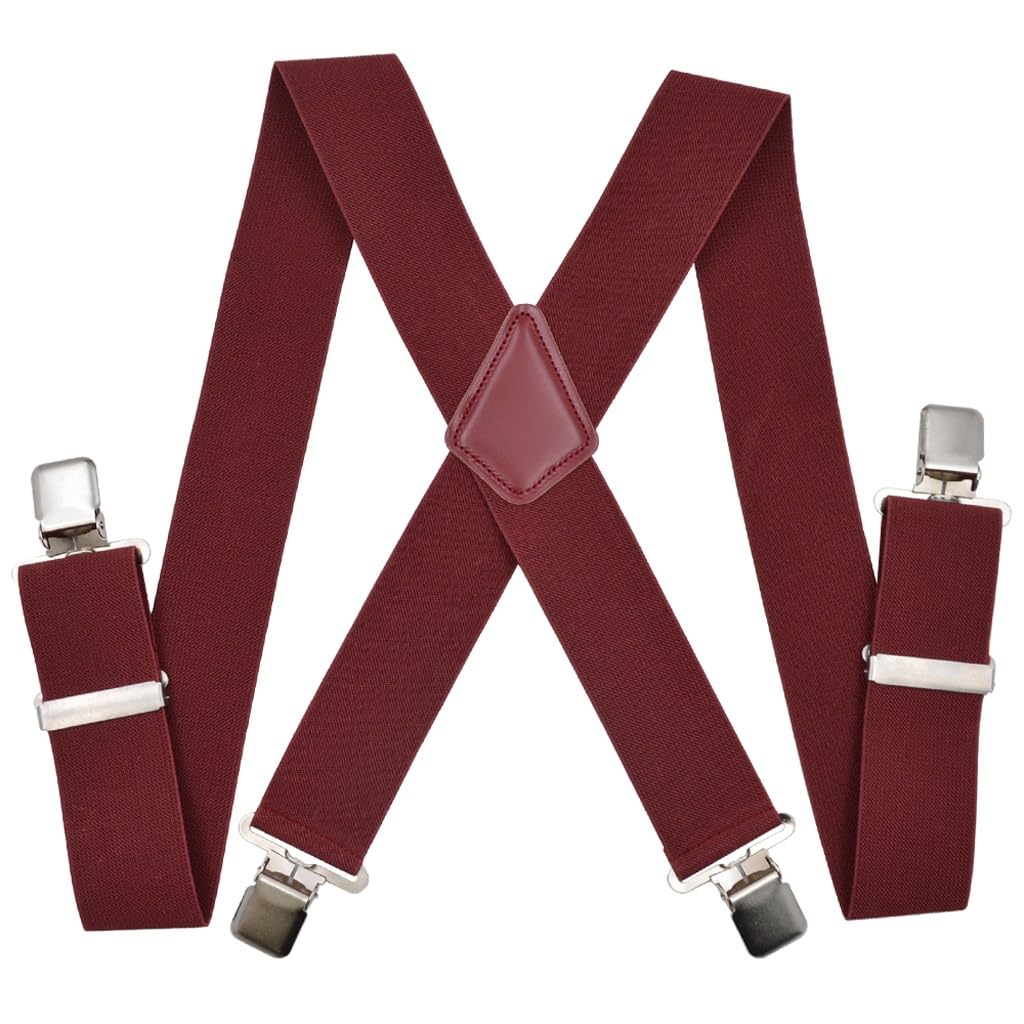Bretelles pour pantalon grande taille bordeaux contre les ceintures serrées