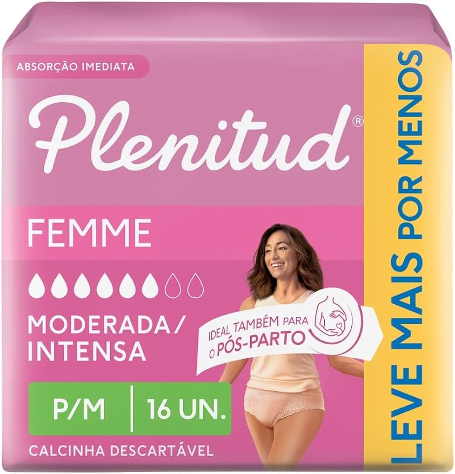 Plenitud Roupa Íntima Active Mulher, 16 unidades - P/M - Leve 16 Pague 15