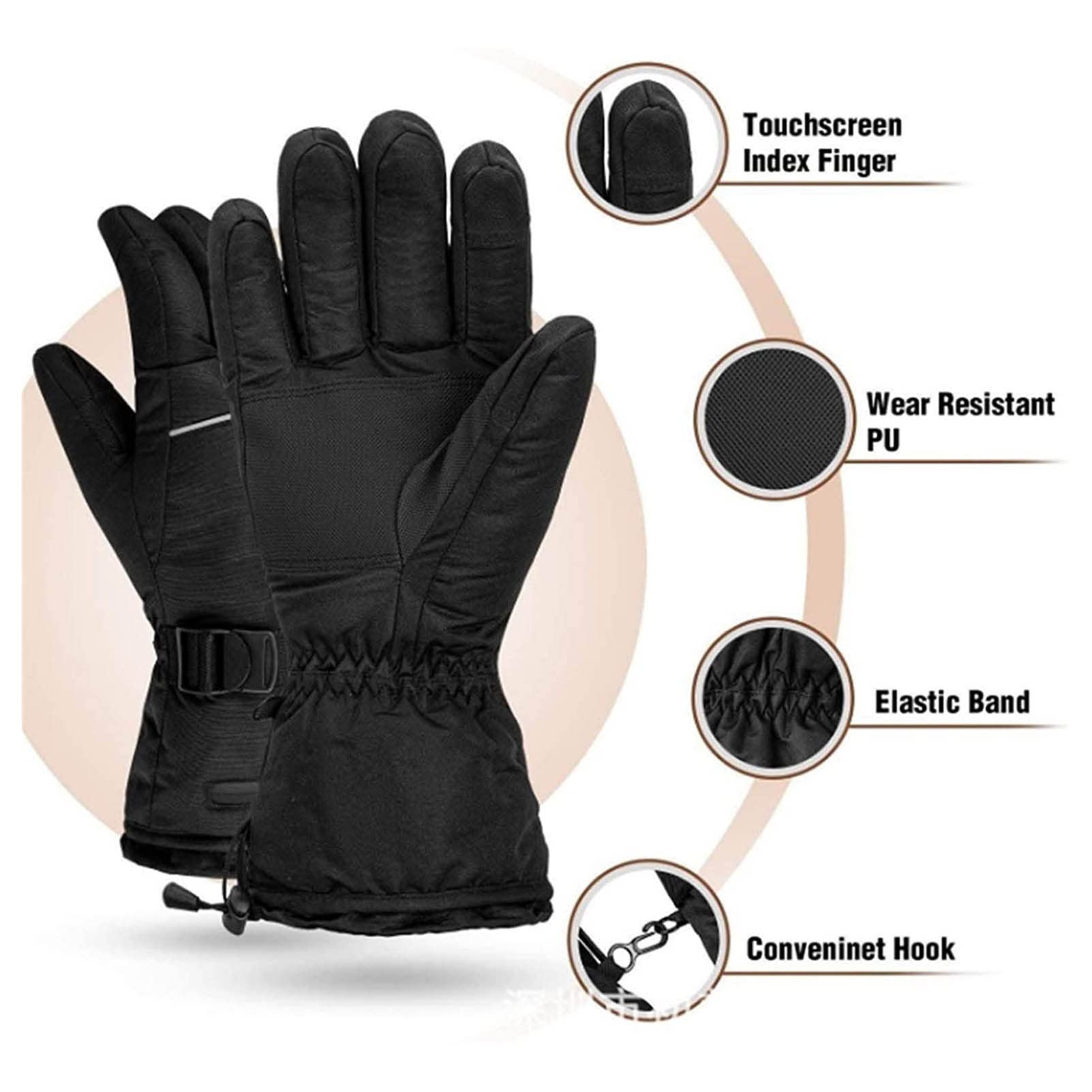 CHEWYNP Guantes de Invierno con Pantalla táctil, Guantes calefactables para Hombres y Mujeres, Forros de Guantes calefactables, Guantes de esquí Impermeables, Guantes con Pantalla táctil p