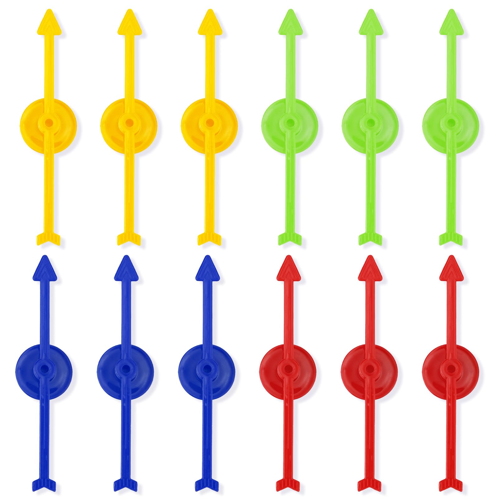 NQEUEPN Pack of 12 Game Spinners, 10 cm 4 Colours Plastic Spinner for Teaching Game Spinners Arrow Game Spinner for Activities DIY Projects