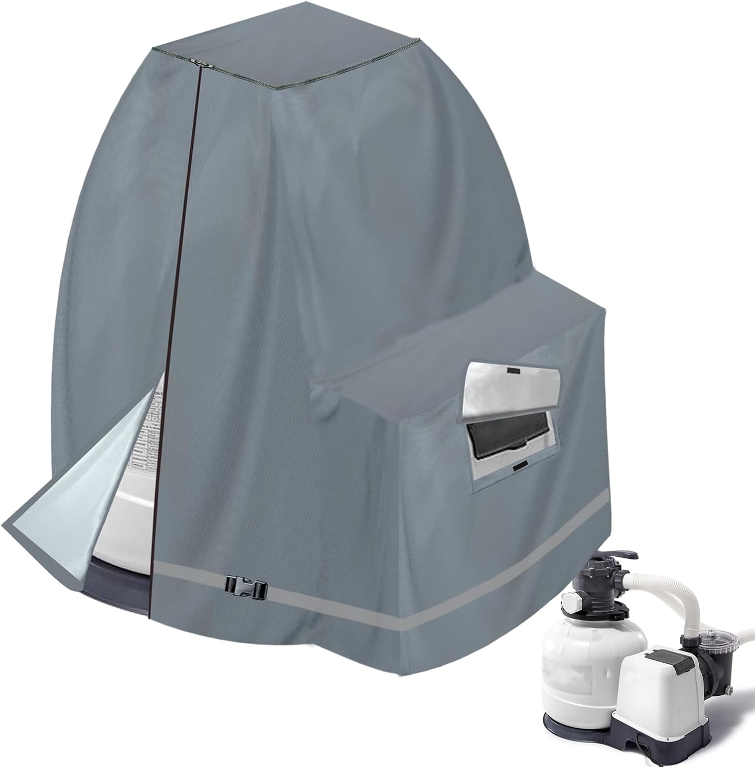 XCZ Sand Filter Pump Cover for 12-16INTEX Crystal Clear Sand Filter Pumps, Waterproof and UV Resistant, Above-Ground Pool Pump Cover Also Available with its Model ?Grey only Cover
