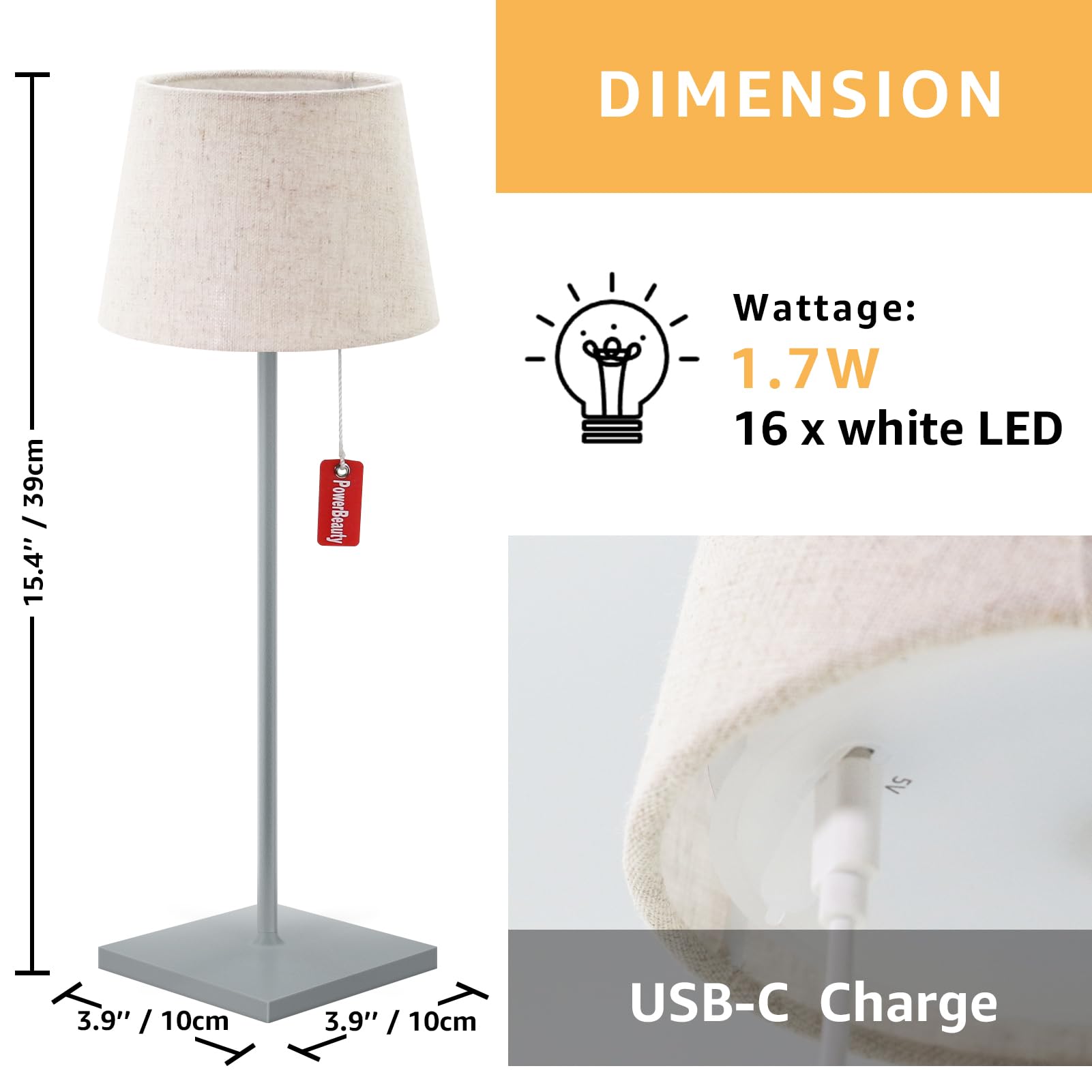 YOUYIKE Lampe De Table LED Rétro Sans Fil Portable - Mode