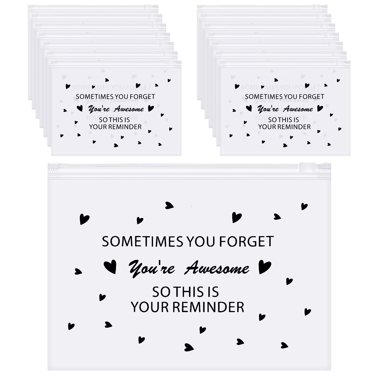 Sweetude 100 Pcs Bulk Inspirational Gifts for Women Worker Nurse Travel Makeup Bags You Are Braver Awesome Cosmetic Birthday Christmas Encouragement