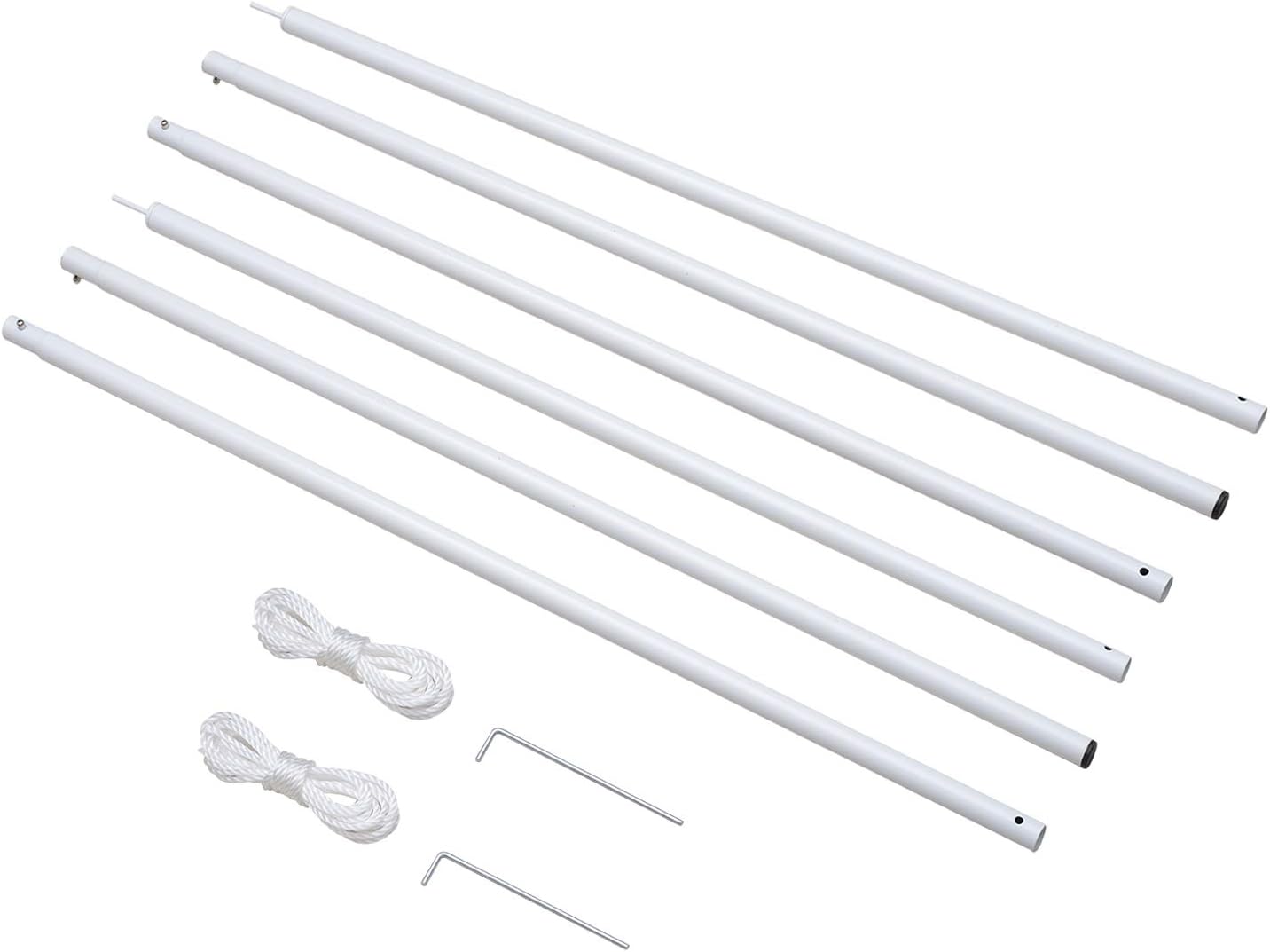 Outsunny Sun Sail Shade Canopy Adjustable Installation Pole/Pipe Kit Patio, Lawn