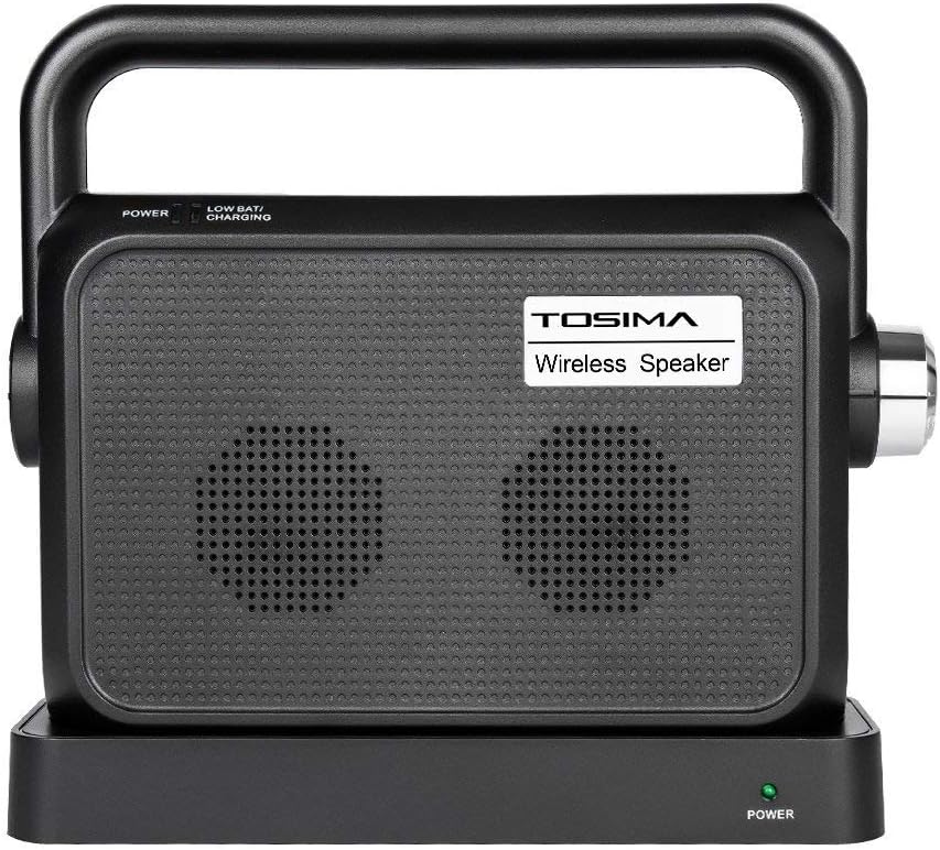 Tosima Wireless TV Speakers - Portable TV Audio Speaker Hearing Assistance, Full Range Stereo Speakers, TV Voice Amplifiers for hard of hearing