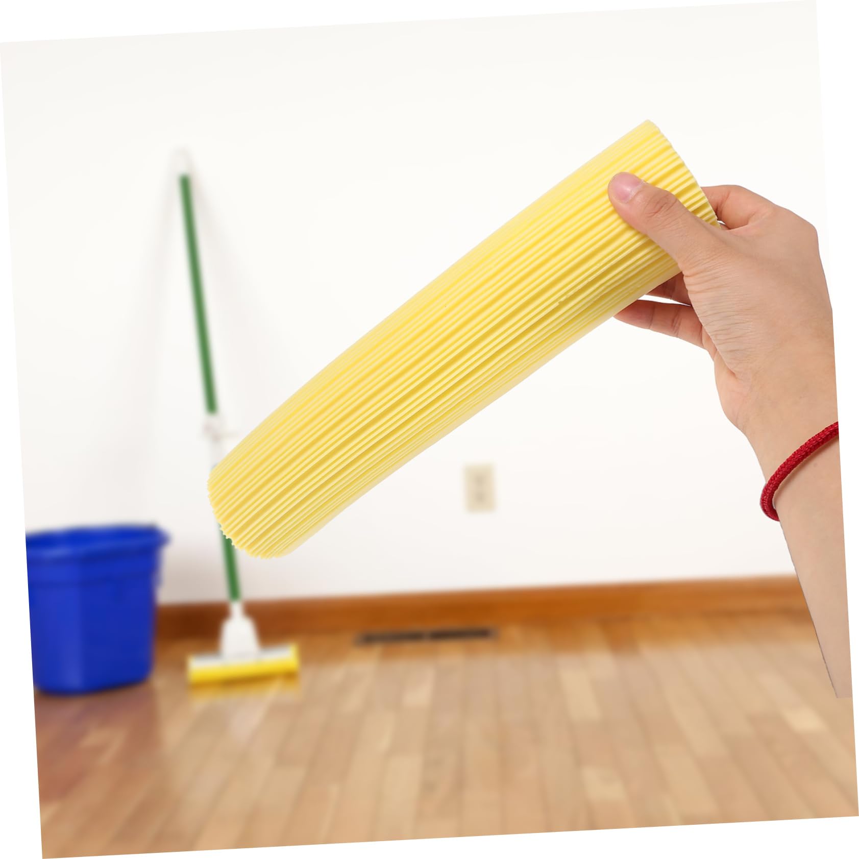 Healeved Recharge pour Balai Éponge 3 Pièces en Éponge Jaune et Plastique, Remplacement pour Tête de Balai, Nettoyage Quotidien des Sols en Bois