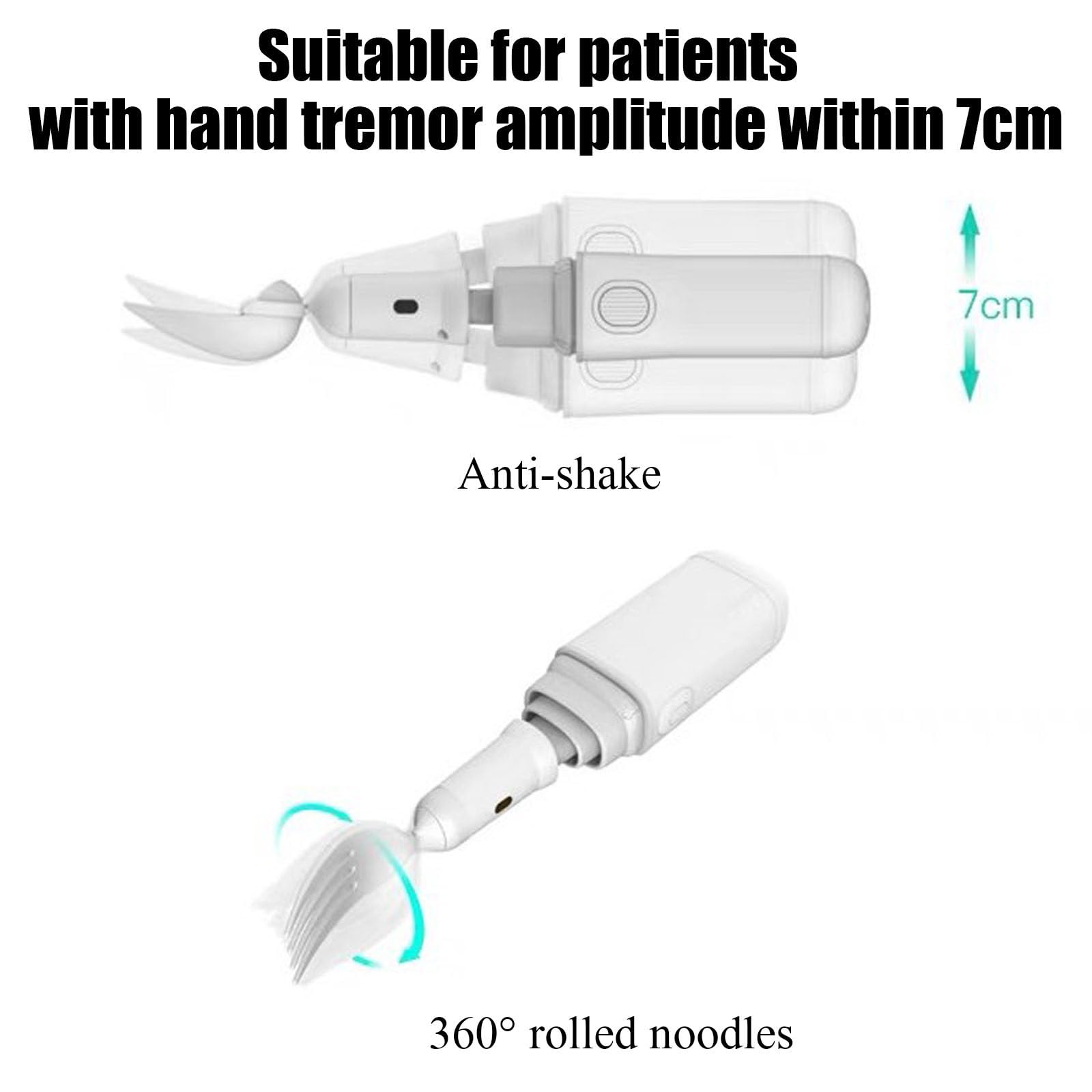 Cuchara adaptativa para temblor de mano, diseño curvado para pacientes con Parkinson, ayuda ergonómica para estrechar la mano
