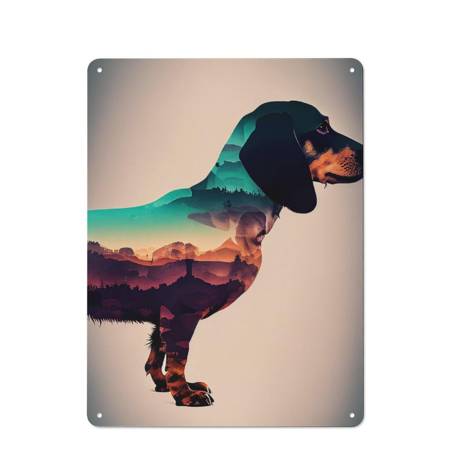 Junmoney Dachshund Retro Casual Metal Wall Decor 40X30cm, Tin Sign For Greenhouse, Garden Room, Cafe Or Entryway