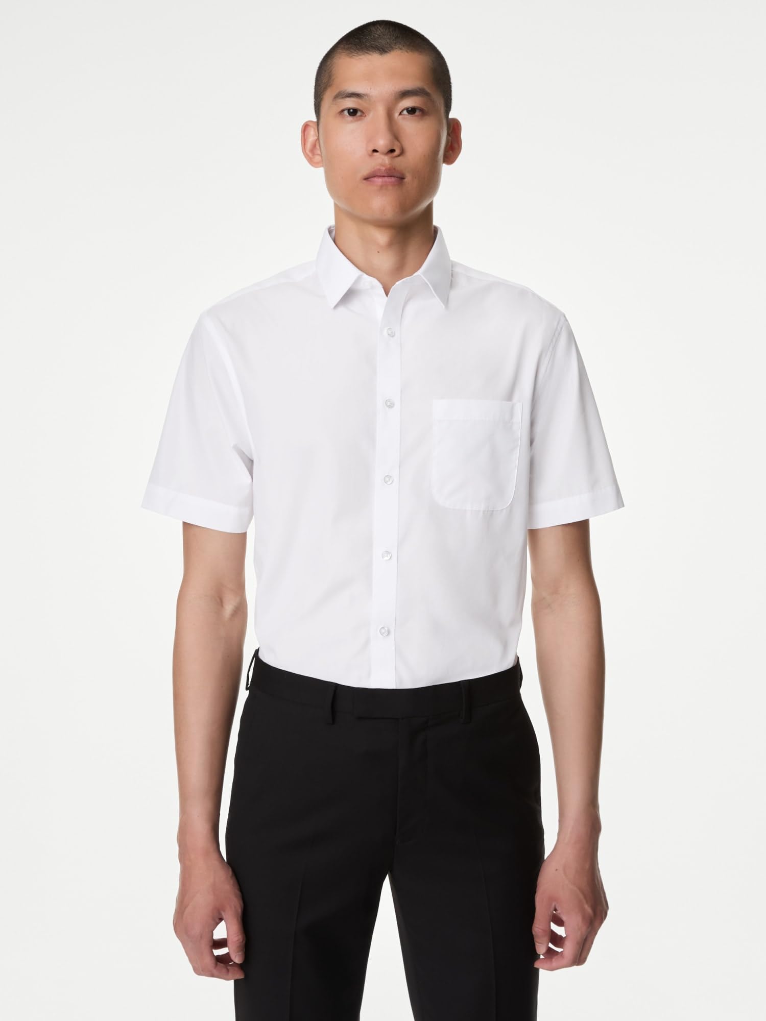Marks & Spencer 5-Pack Uomo Camicie vestibilità Regolare Stiro Facile a Maniche Corte