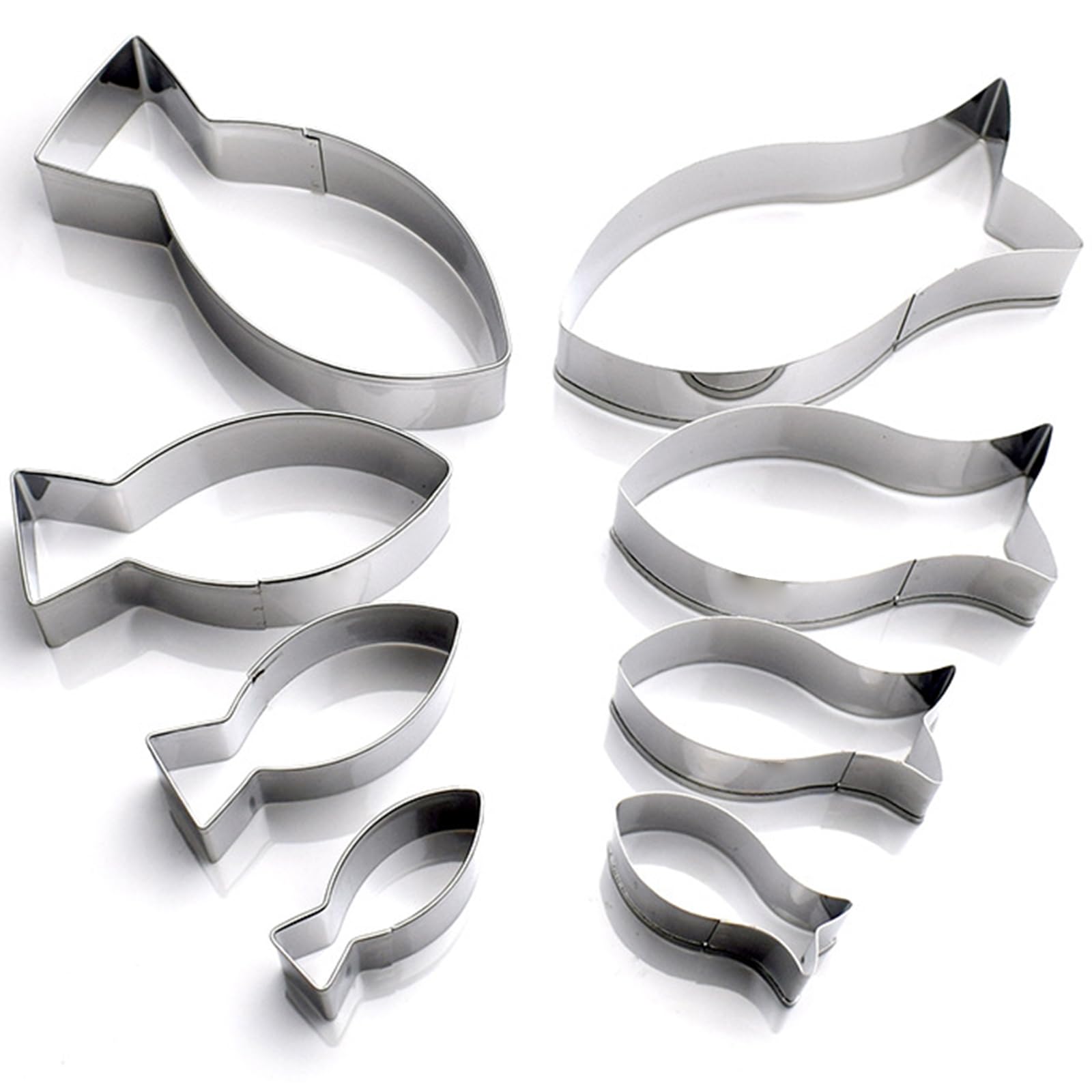 FACAILUO Pack of 8 Nonrust Metal Fish Cookie Slicers for Baking Cookie Cake Decorating and Baked Goods Making