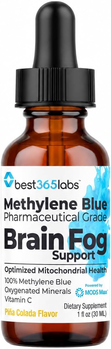 Brain Fog Supplement - Methylene Blue with Vitamin C - Memory Booster - Improves Cognitive Function and Focus - Clear Thoughts and Reduced Fog - Liquid Supplement