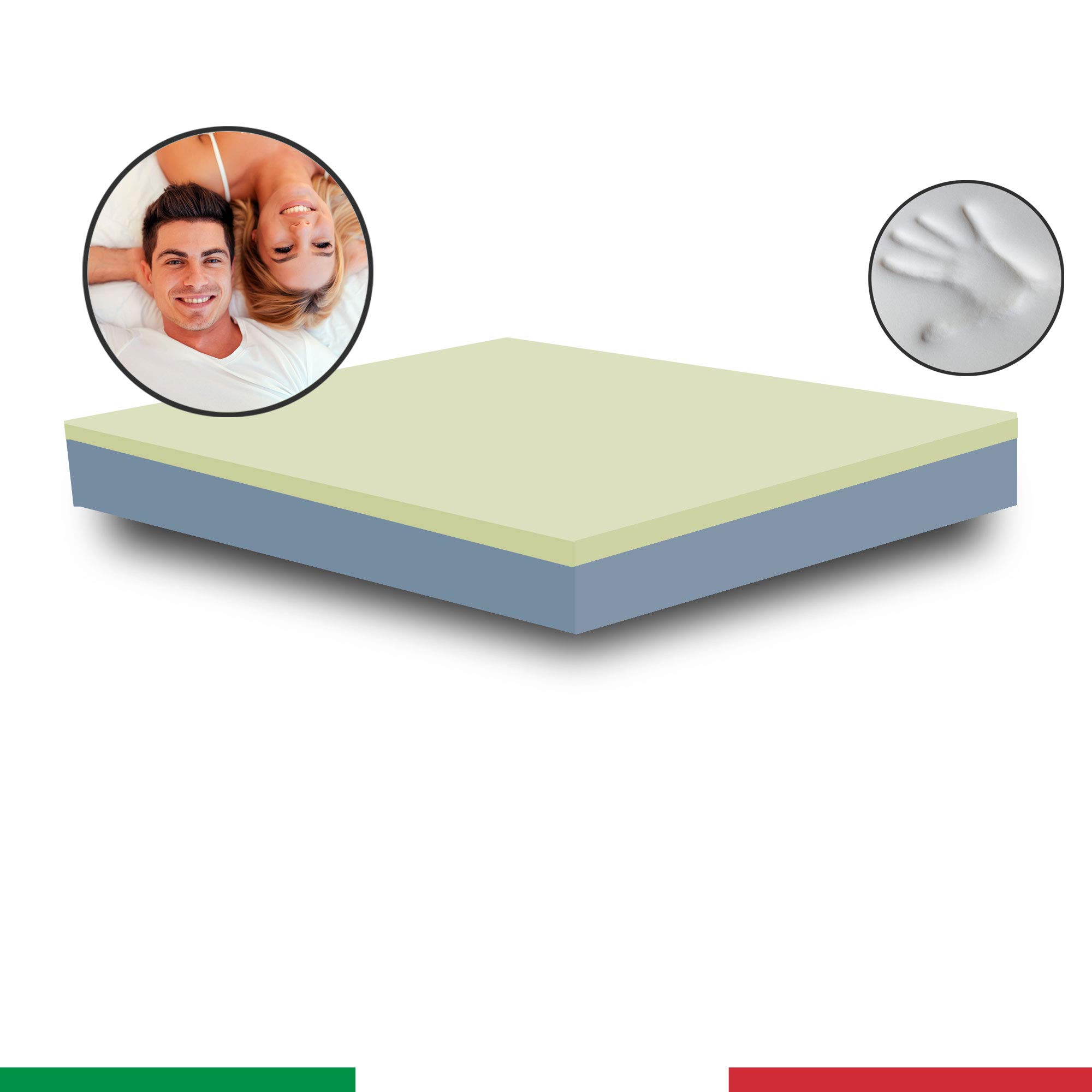 ITALYMATERASSI, Colchón individual 95x195 MEMORY SEMIRÍGIDO | Colchón ortopédico contra dolores de espalda, apto para cada somier+1 almohada PROMO | Colchón H19.5 con tejido transpirable, SPORT