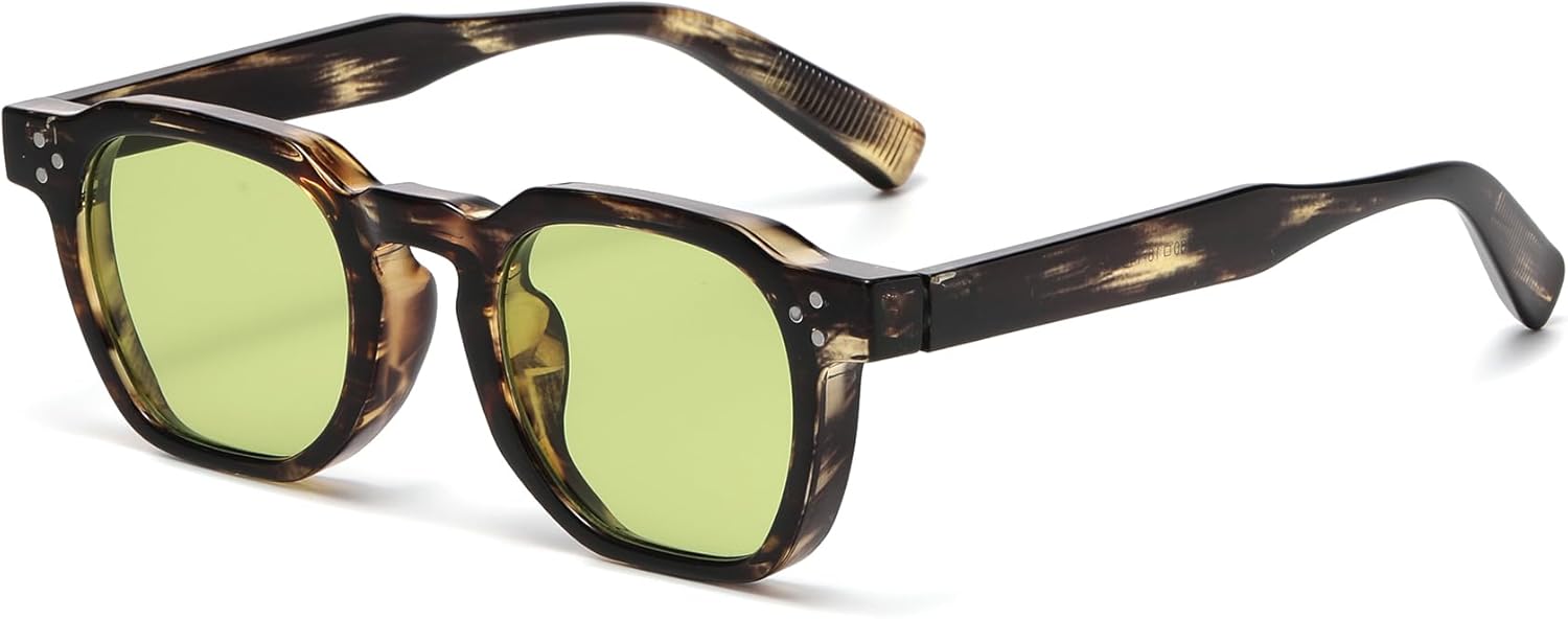 AIEYEZO Retro Sunglasses for Womens Mens Square Thick Framed Shades Trendy Vintage Sun Glasses