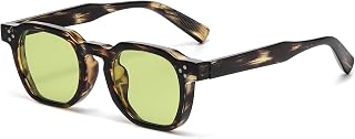 AIEYEZO Retro Square Sunglasses for Men Women - Thick Frame Vintage Shades UV400 Protection