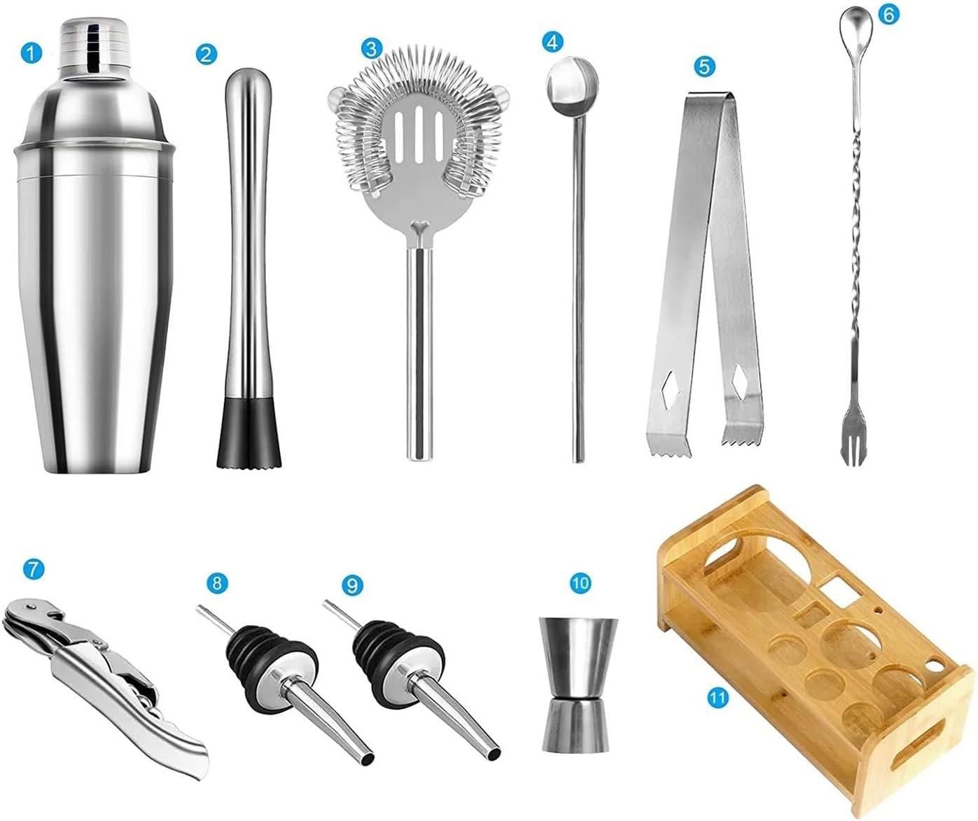 Cocktail Shaker Set Bartending Equipment Mixer Barware(9PCS,550ml)