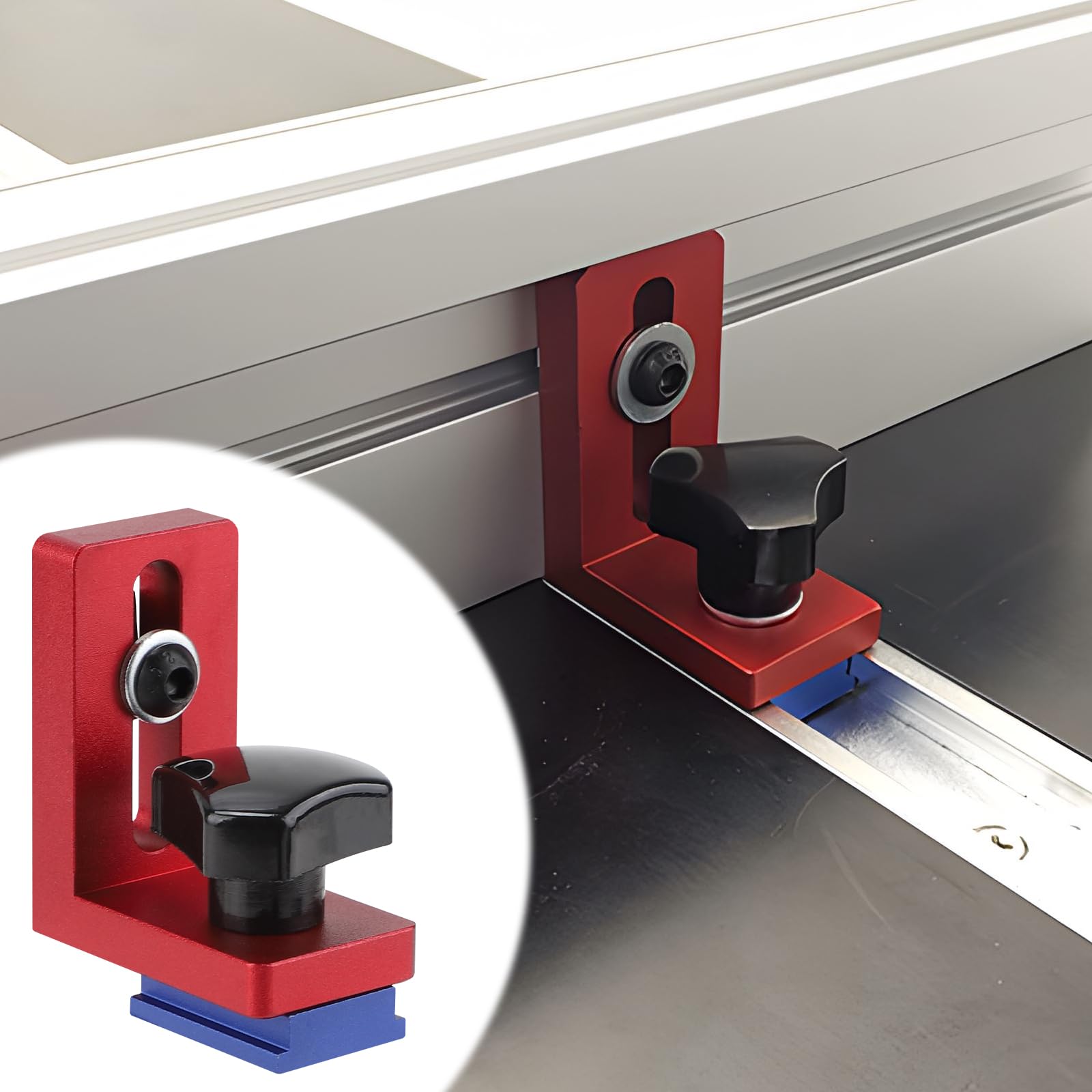 DBREAKS 30 Type Mitre Track Stop Block, T Slot Mitre Track Stop, 2 Butées de Rail en T, Rail De Travail Du Bois Goulotte Connecteur, Alliage D'Aluminium Butées Coulissantes pour le Travail du Bois