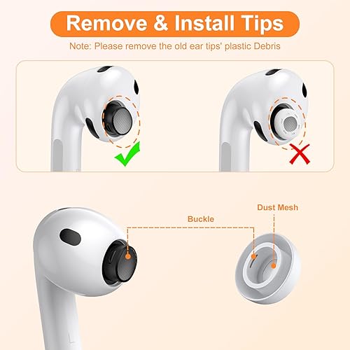Miniatura 4 de 5 pares de almohadillas de repuesto para AirPods Pro 3 de silicona con bolígrafo limpiador y caja de almacenamiento portátil, color blanco (puntas