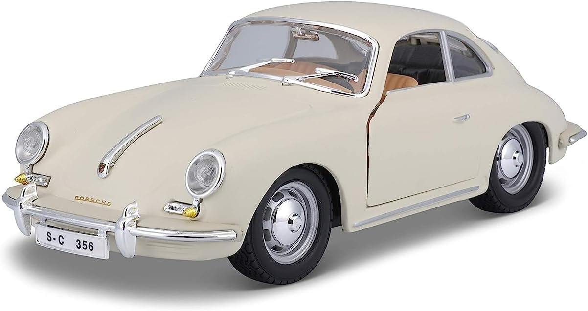 Bburago 18-22079" 1961 Porsche 356B Coupe Model Toy, Beige, Red Colour, 1:24 Scale