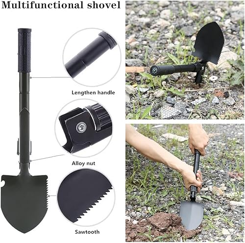 Miniatura 5 de Kit de emergencia en carretera para automóvil con cables de puente, pala plegable y cuerda de remolque