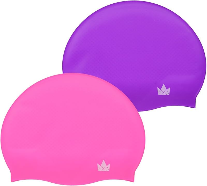 The Friendly Swede Swim Caps for Women & Men, Extra Ear Space, 2 Pack | Silicone Swimming Caps, Easy to Take On and Off, Waterproof Swimming Cap for Women to Keep Hair Dry