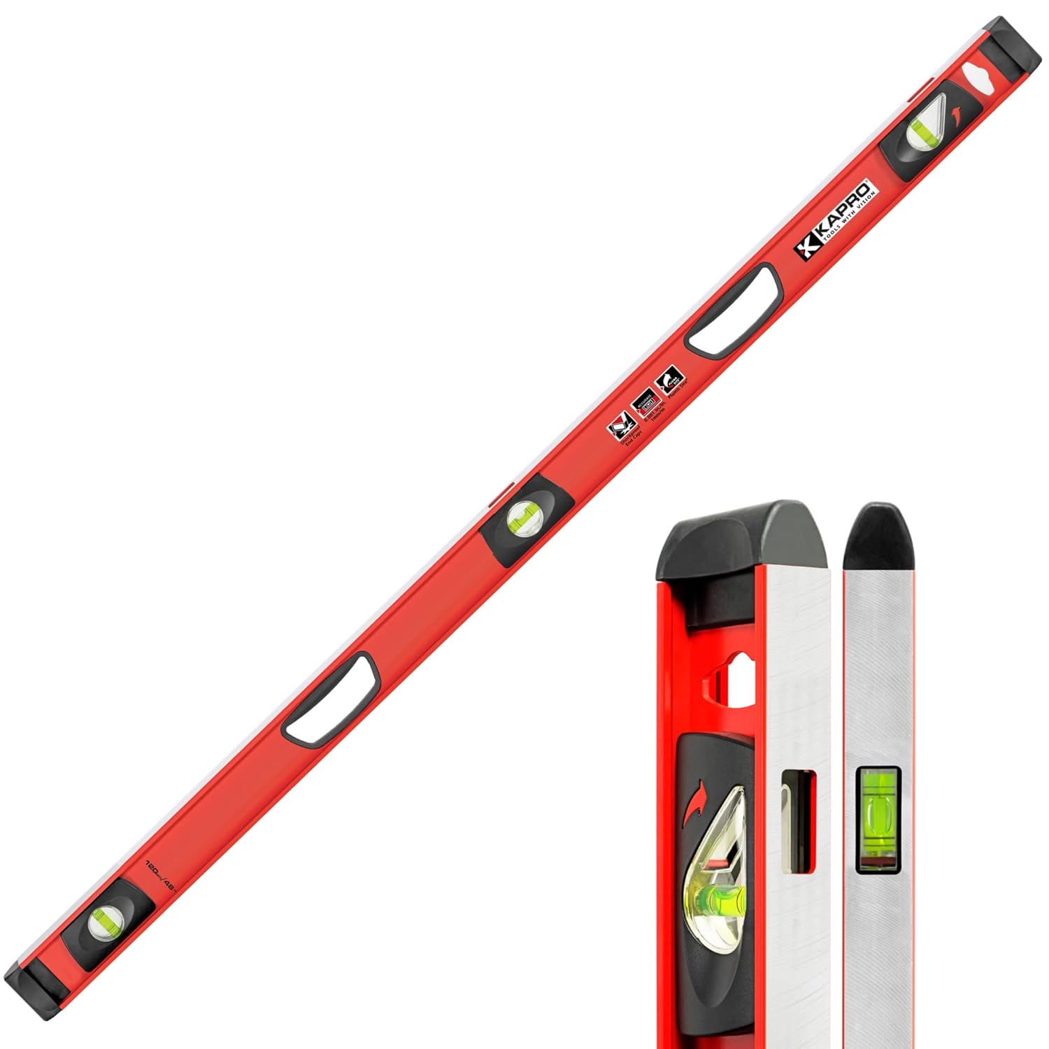 Kapro - 170 Samson Contractor Heavy Duty I-Beam with Plumb Site Level - Features Horizontal and Vertical Vials and Dual-View Plumb Site - Aluminum - 48 Inch