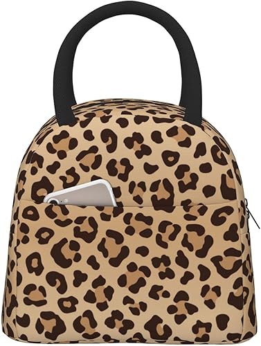 Miniatura 1 de Fiokroo Bolsa de almuerzo con estampado de leopardo, reutilizable, aislada, para escuela, trabajo, universidad, viajes al aire libre, picnic, 10 l
