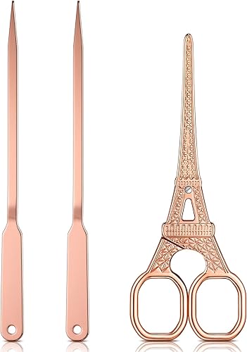 3 piezas de abrecartas de oficina, cortadora de sobres y tijeras de acero para mano, cuchillo ligero de letras abiertas, tijeras de bordado de torre