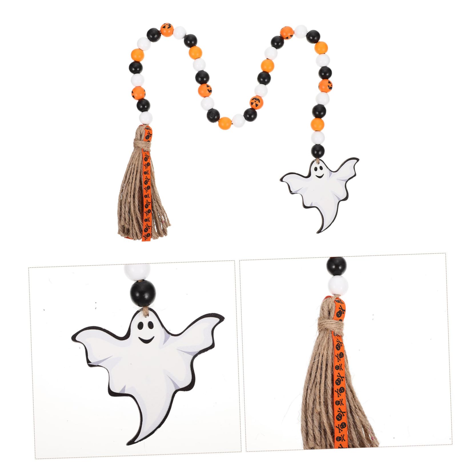 Cabilock 5 Stück Schnur Halloween-holzperlenkette Bauernhausperle Quaste Wanddekoration Halloween-Party- Fensterdekoration Perlengirlande Quasten Kränze Für Fenster -perlen