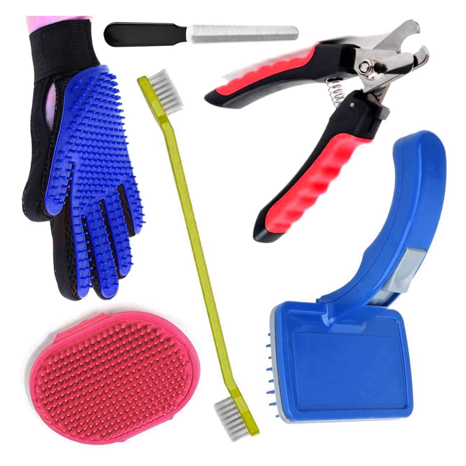 Jainsons Pet Products Grooming kit combo of 5, Pet Nail Clipper, Pet Toothbrush, Bathing Glove, Deshading Glove and Pet Slicker Comb for hair removal for Dogs and Cats Grooming Kit Multicolour (B0B6HZLH31) Amazon Price History, Amazon Price Tracker